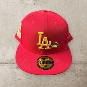 New Era Los Angeles Dodgers Fitted Size 8 Snapback Taco 50th Anniversary Red Hat